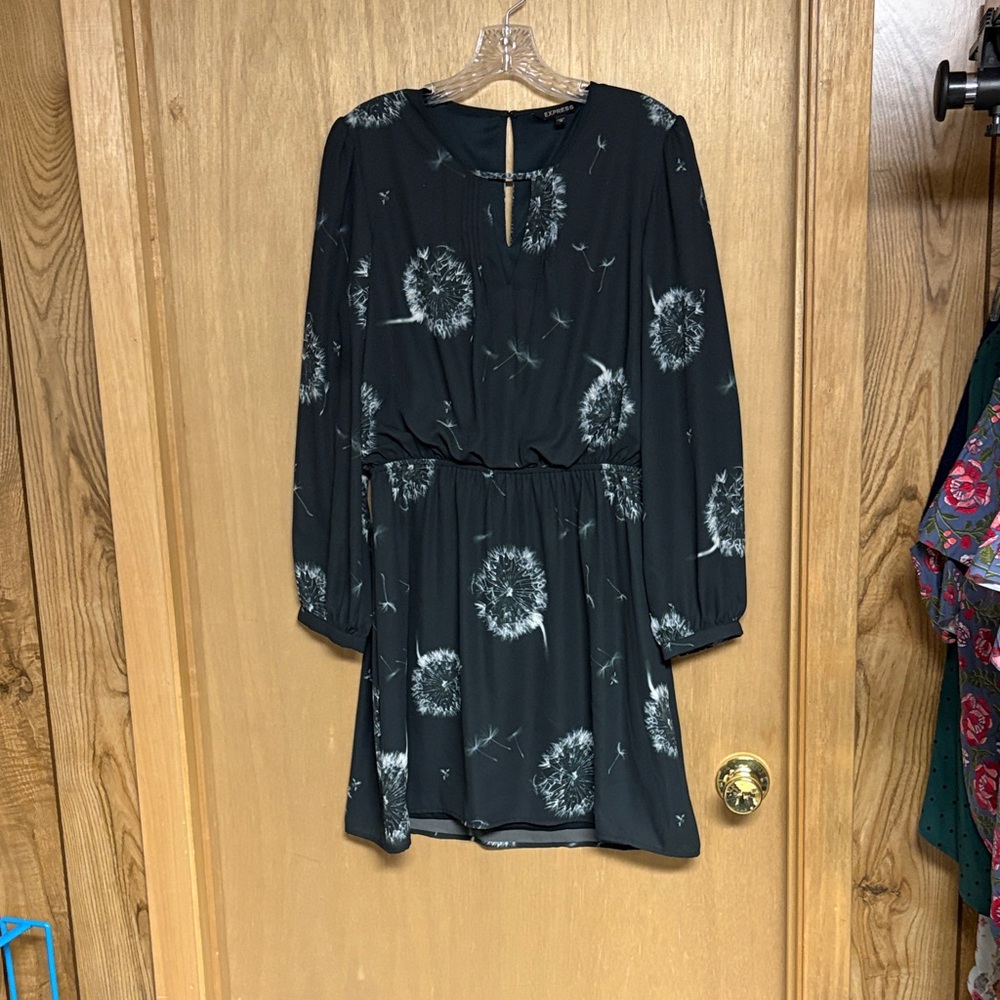 Express M Dandelion Print Long Sleeve/Midi Dress